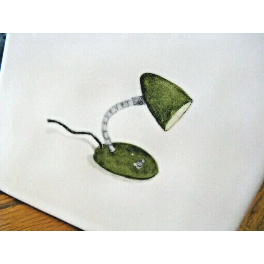 New Rae Dunn Vintage Style Green Desk Lamp Office Block Ceramic Paperweight - 4